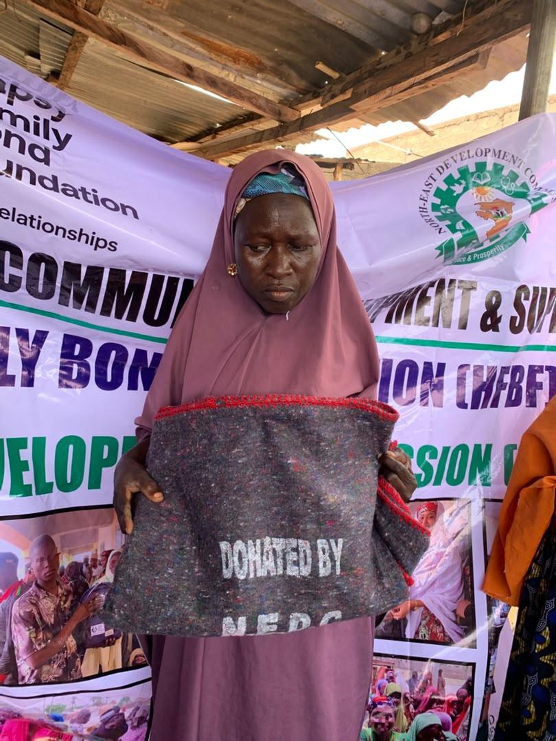 Woman receiving blanket